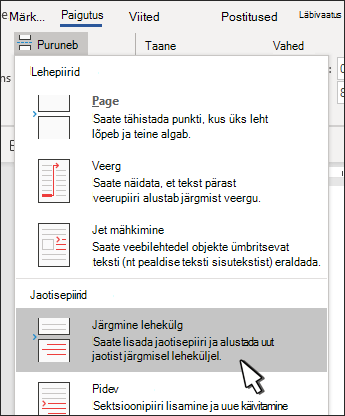 Jaotisepiir järgmisele lehele