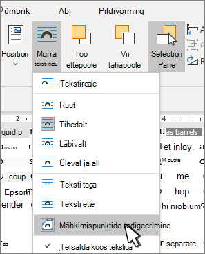 Edit Wrap Points menu item