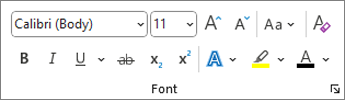 Word jaotis Font