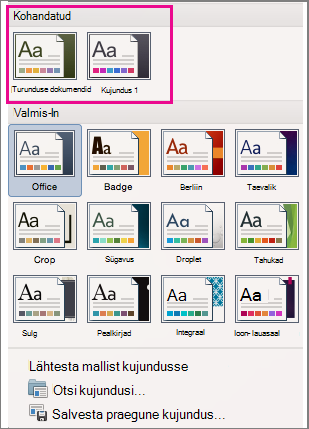 The Themes menu shows custom and built-in themes