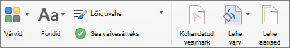 Options for customizing a theme on the Design tab