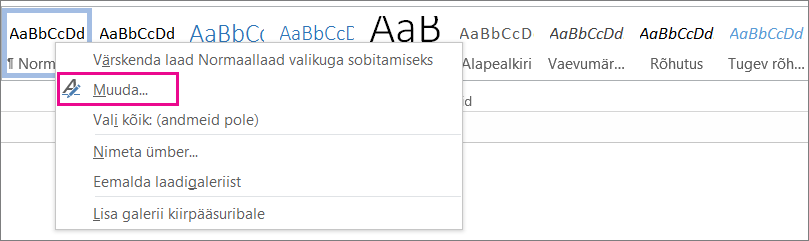 Laadi muutmine Wordis