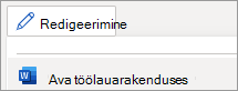 Editing mode menu, Open in Desktop App command