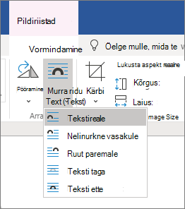 Teksti murdmise suvandid