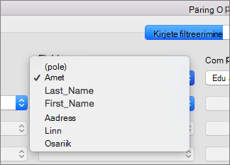 Click the field you want to filter by