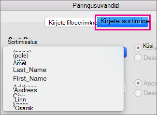 Click Sort Records to sort items in the mail merge