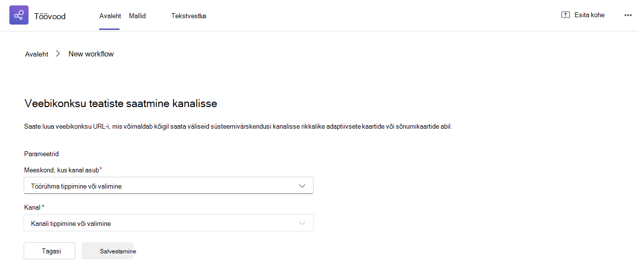 Webhook template for sending to a channel