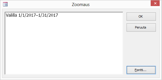 Lauseke Zoomaus-valintaikkunassa.