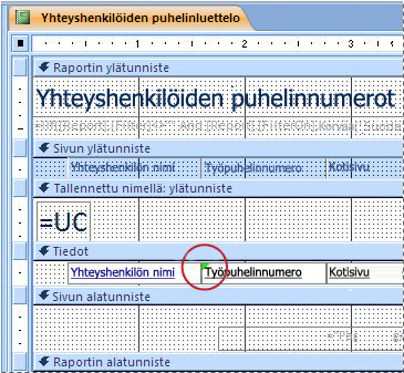 Raportti, jonka tekstiruutu sisältää väärin kirjoitetun tunnisteen