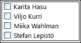 Valintaruutuluettelo