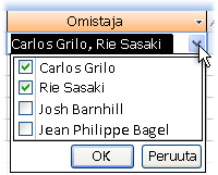 Avattava valintaruutuluettelo avoimessa tilassa.