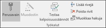 Rakenne-välilehden Työkalut-ryhmä