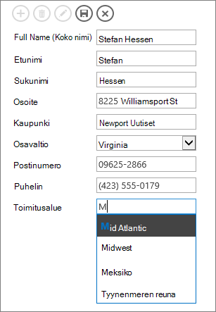 Kirjoittaminen automaattiseen ruutuun