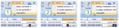 Osittain valittuun kenttään perustuvat suodattimet