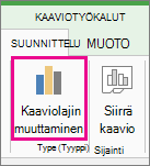 näyttökuva Muuta kaaviolaji -kohdasta.