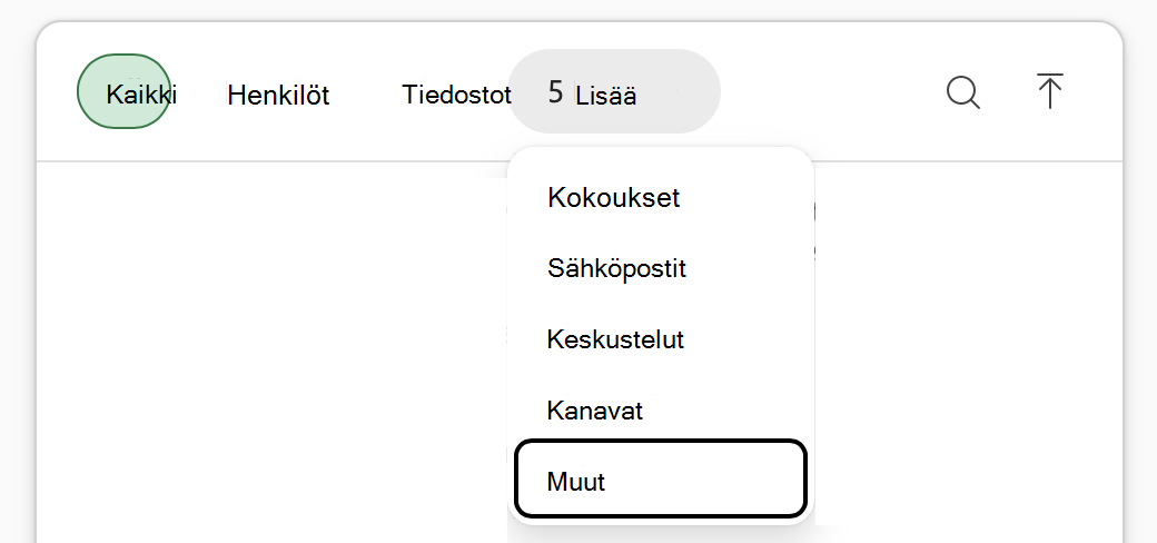 Näyttökuva Excelin Copilotin Lisää työsisältöä -valikosta, jossa 
