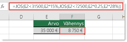 Esimerkki hyvin laaditusta JOS-lausekkeesta.
