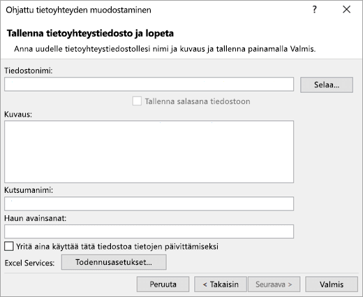 Ohjattu tietoyhteyden muodostaminen -näyttö 3