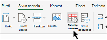 Tulosta otsikot -painikkeen näyttökuva
