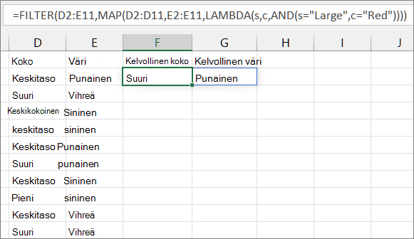 Kolmas esimerkki MAP-funktion käytöstä