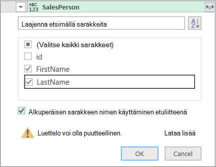 Tietueen laajentaminen taulukkoon