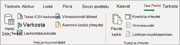 Excel 2016 Power Query valintanauha