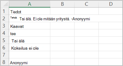 Esimerkin 5 tulokset