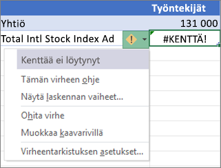#KENTTÄ!-virheen ohittaminen