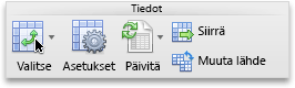 Pivot-taulukon välilehti, Tiedot-ryhmä