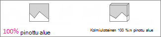 100 %:n pinottu aluekaavio ja kolmiulotteiset 100 %:n pinotut aluekaaviot
