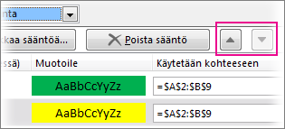 Siirrä ylös- ja Siirrä alas -nuolet