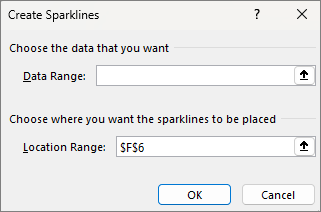 Sparkline-valintaruudun luominen