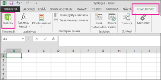 PowerPivot-välilehti ja Hallinta-painike