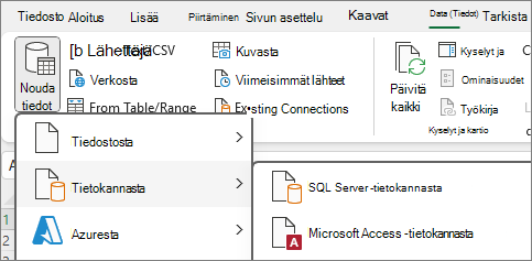 Tietojen tuonti Accessista