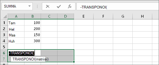 =TRANSPONOI(