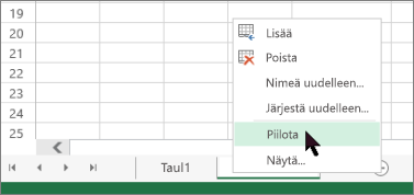 Näytä useita piilotettuja taulukoita samanaikaisesti