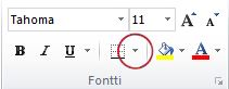 Fontti-ryhmän Reunat-painike