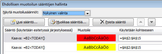 Ehdollisen muotoilun säännöt