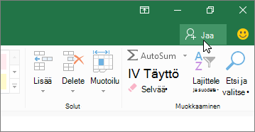 Kohdistin napsauttaa Jaa-kuvaketta