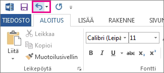 Pikatyökalurivin Kumoa-komento