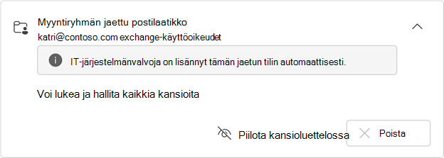 Jaetun postilaatikon kortin automaattinen yhdistäminen