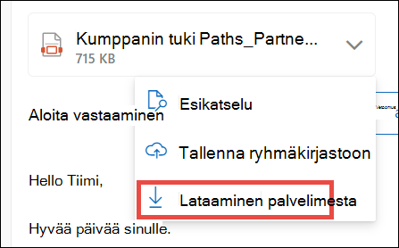 Liitteen lataaminen Uuteen Outlookiin