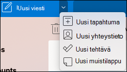 Uusi tapahtumasijainti -avattava valikko.