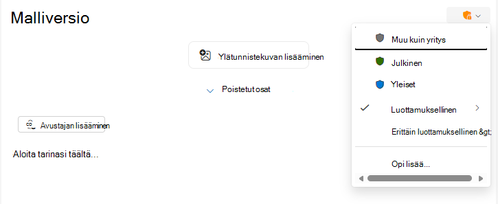 Outlook-uutiskirjeiden Luottamuksellisuustunniste-painike