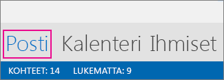 Siirtymispalkki tekstinäkymillä