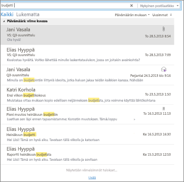 Tarkennetun haun tulokset