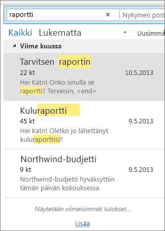 Yhtä sanaa vastaavat hakutulokset