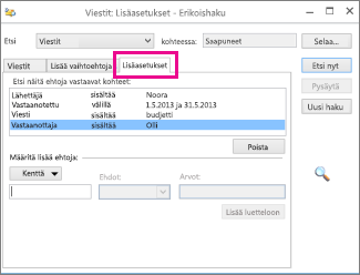 Hakuehtoluettelon luominen