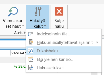 Hakutyökalut-kohdan Erikoishaku