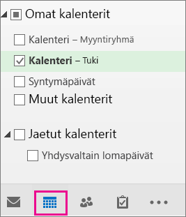 Kalenterinäkymän valitseminen